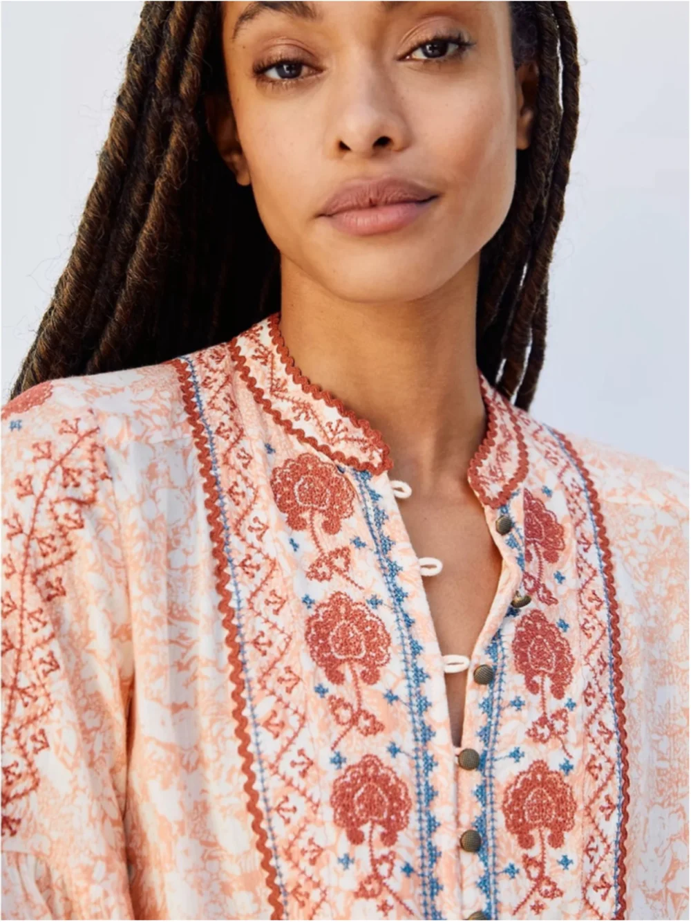 Anthropologie Claudia Embroidered Babydoll Tunic Blouse Peasant Top Boho Size XS - Picture 3 of 7